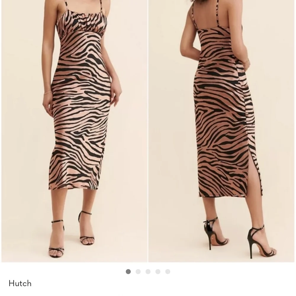 Hutch Pink and Black Zebra-Print Midi Slip Dress with Side Slit - Picture 1 of 7